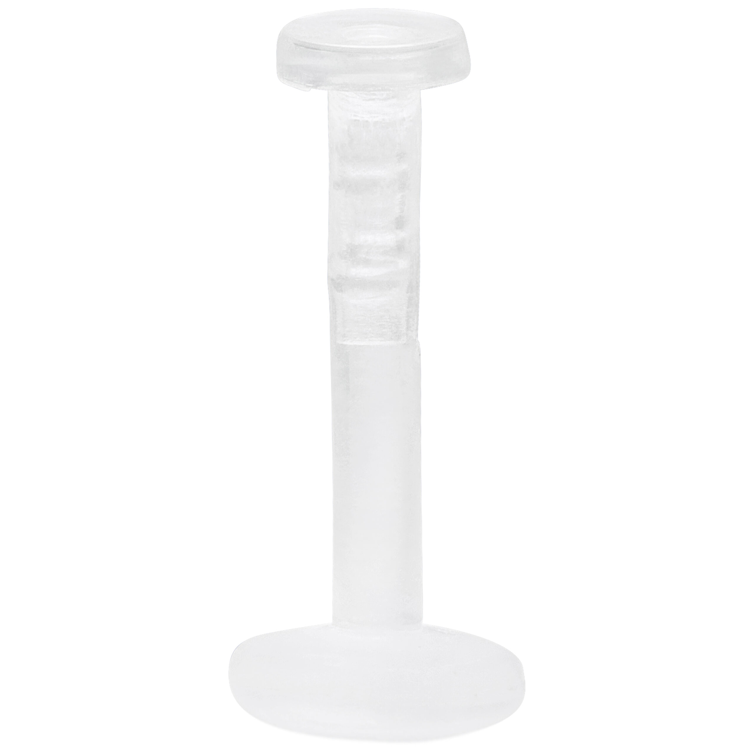 Transparenter Push-Fit Labret Stab aus Bioplast Transparenter Labret Stab aus Bioplast auf weißem Hintergrund
