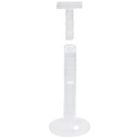 Transparenter Push-Fit Labret Stab für Piercings Transparenter Labret Stab aus Bioplast mit Push-Fit Gewinde auf weißem Hintergrund