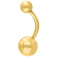 Goldenes Titan Bananabell Piercing Goldenes Bauchnabelpiercing aus Titan auf weißem Hintergrund