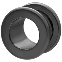 Schwarzer Flesh Tunnel aus Chirurgenstahl Schwarzer Flesh Tunnel aus Chirurgenstahl 316L, auf weißem Hintergrund