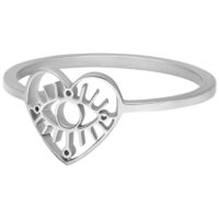 Silberner Eye Ring 17,0 mm von Wildcat Silberner Eye Ring in Herzform aus Chirurgenstahl 316L auf weißem Hintergrund