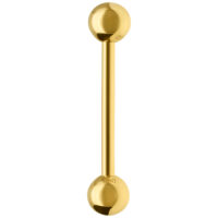 18K Gold Barbell - 14,0 mm Länge Glänzender 18K Gold Barbell, Länge 14,0 mm, auf weißem Hintergrund