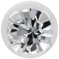 Kristallklarer Micro Labret Push Fit Piercing Silberner Micro Labret mit klarem Kristall auf weißem Hintergrund