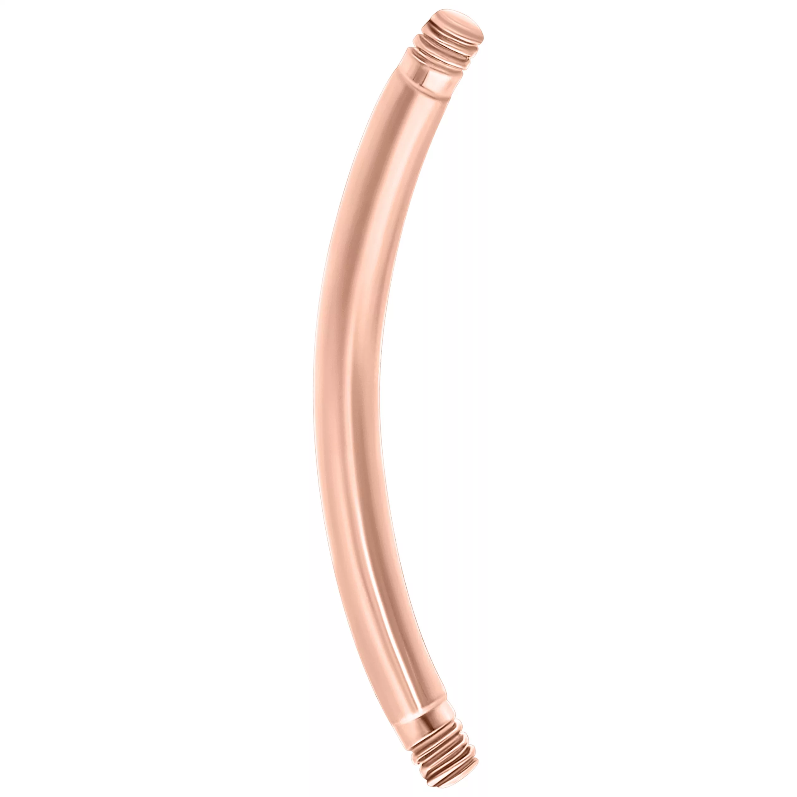 Gebogener Roségold-Piercingstab Titan Gebogener Piercingstab aus roségoldenem Titan auf weißem Hintergrund
