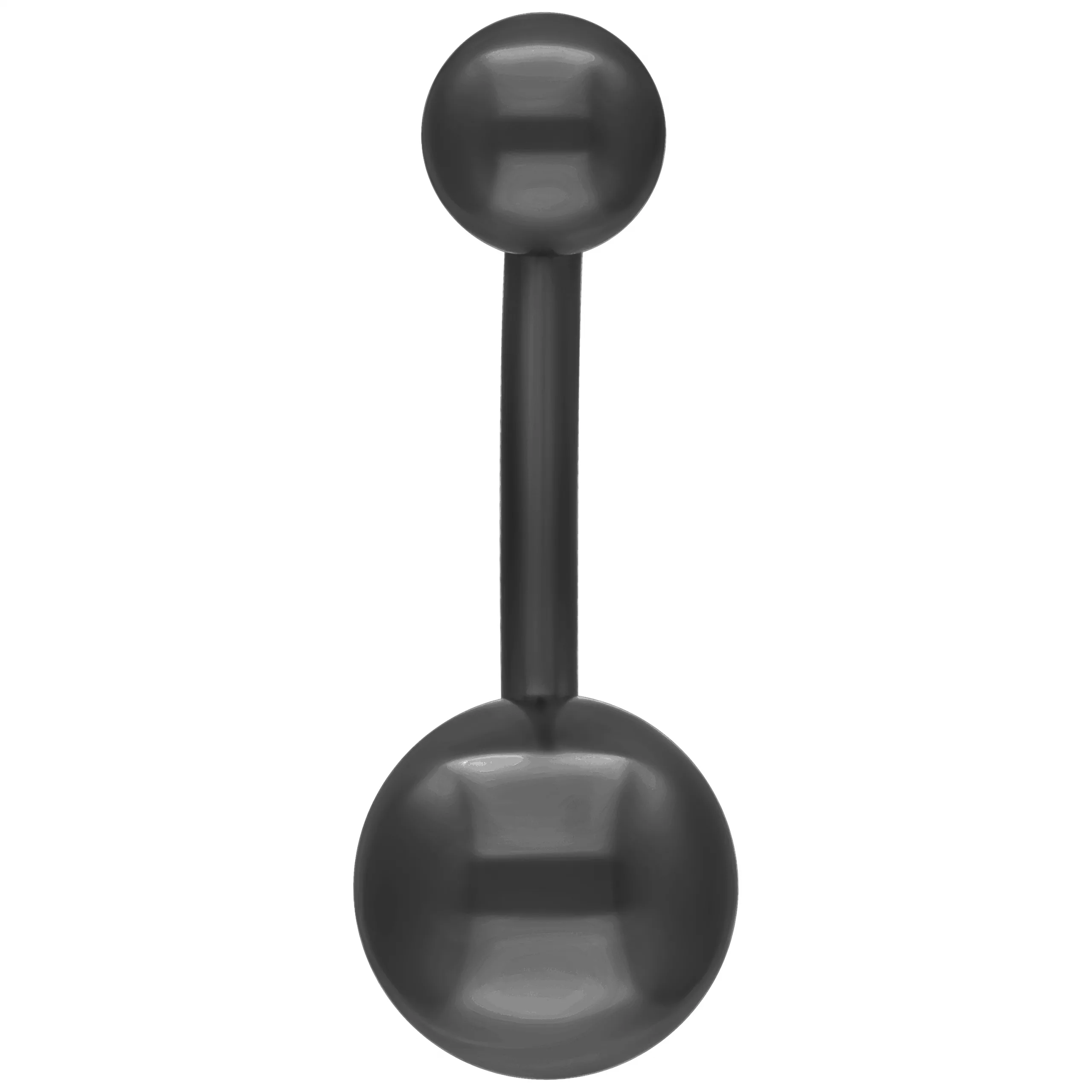 Schwarzes Basic Navel Bananabell Piercing Schwarzes Bauchnabelpiercing aus Chirurgenstahl mit zwei Kugeln auf weißem Hintergrund