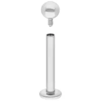 Silbernes Titan Labret mit Innengewinde Silbernes Titan Labret mit Innengewinde auf weißem Hintergrund