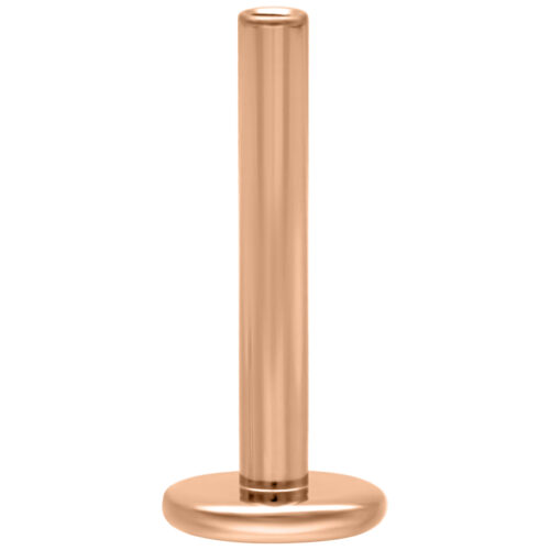 Roségoldenes Titan Push Fit Labret, 1,2 mm Stärke, 8,0 mm Länge auf weißem Hintergrund