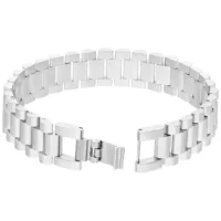 Stilvolles Armband aus Chirurgenstahl Silbernes Armband aus Chirurgenstahl mit Gliederdesign auf weißem Hintergrund
