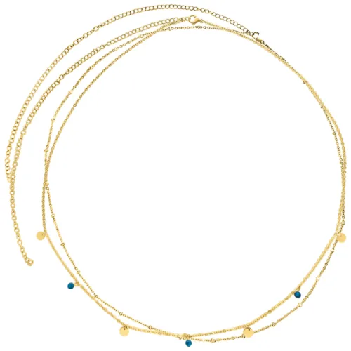 Goldene zweireihige Bauchkette aus Chirurgenstahl 316L auf weißem Hintergrund