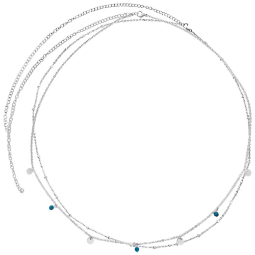 Silberne doppelte Bauchkette aus Chirurgenstahl 316L mit kleinen Anhängern auf weißem Hintergrund