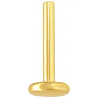 14K Gold Labret Stud ohne Aufsatz Goldener Labret Stud mit Innengewinde auf weißem Hintergrund