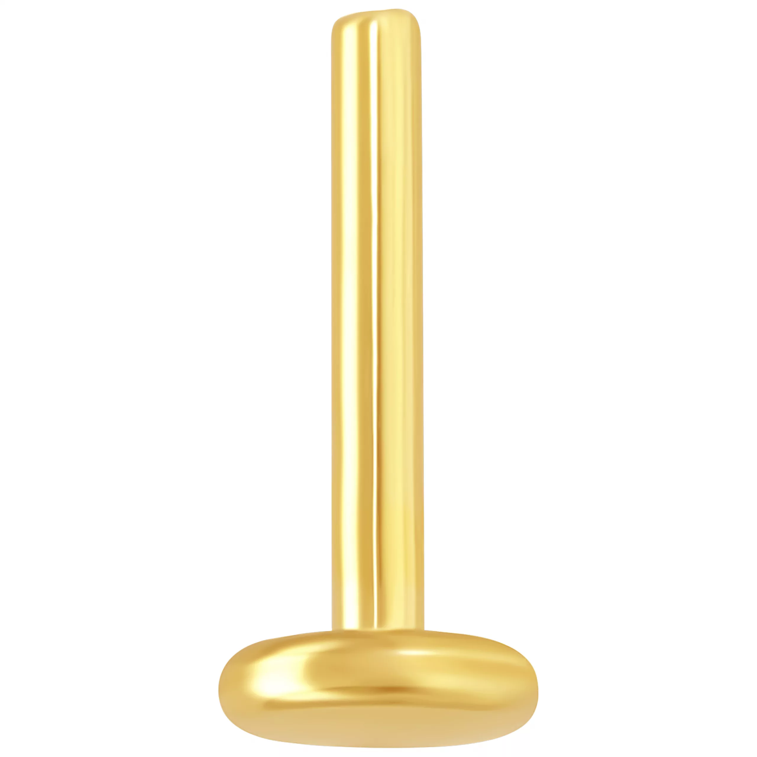 14K Gold Labret Stud ohne Aufsatz Goldener Labret Stud mit Innengewinde auf weißem Hintergrund