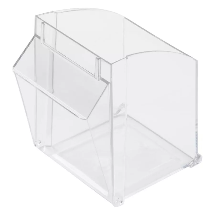 Transparenter Displaybehälter 101x97/108mm Transparenter Kunststoffbehälter zur Präsentation auf weißem Hintergrund