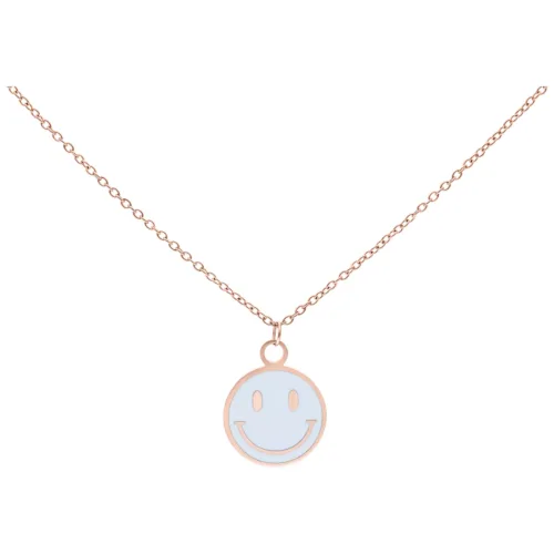 Little White Smiley Necklace - Rosegold