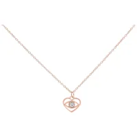 Roségoldene Kette mit kleinem Auge-Anhänger und klarem Kristall auf weißem Hintergrund