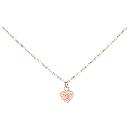 Roségoldene Kette mit filigranem Herzanhänger auf weißem Hintergrund