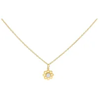 Crystal Flower Kette in Gold, 50 cm Goldene Kette mit blumenförmigem Kristallanhänger auf weißem Hintergrund