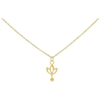 Dangling Lily Kette in Gold aus Chirurgenstahl Goldene Kette mit hängendem Lilienanhänger auf weißem Hintergrund