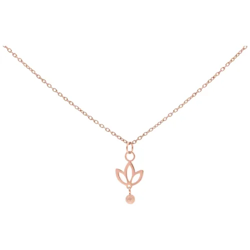 Roségoldene Kette mit hängendem Lilien-Anhänger auf weißem Hintergrund