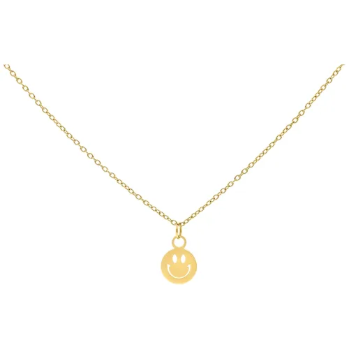 Goldene Kette mit Smiley-Anhänger auf weißem Hintergrund