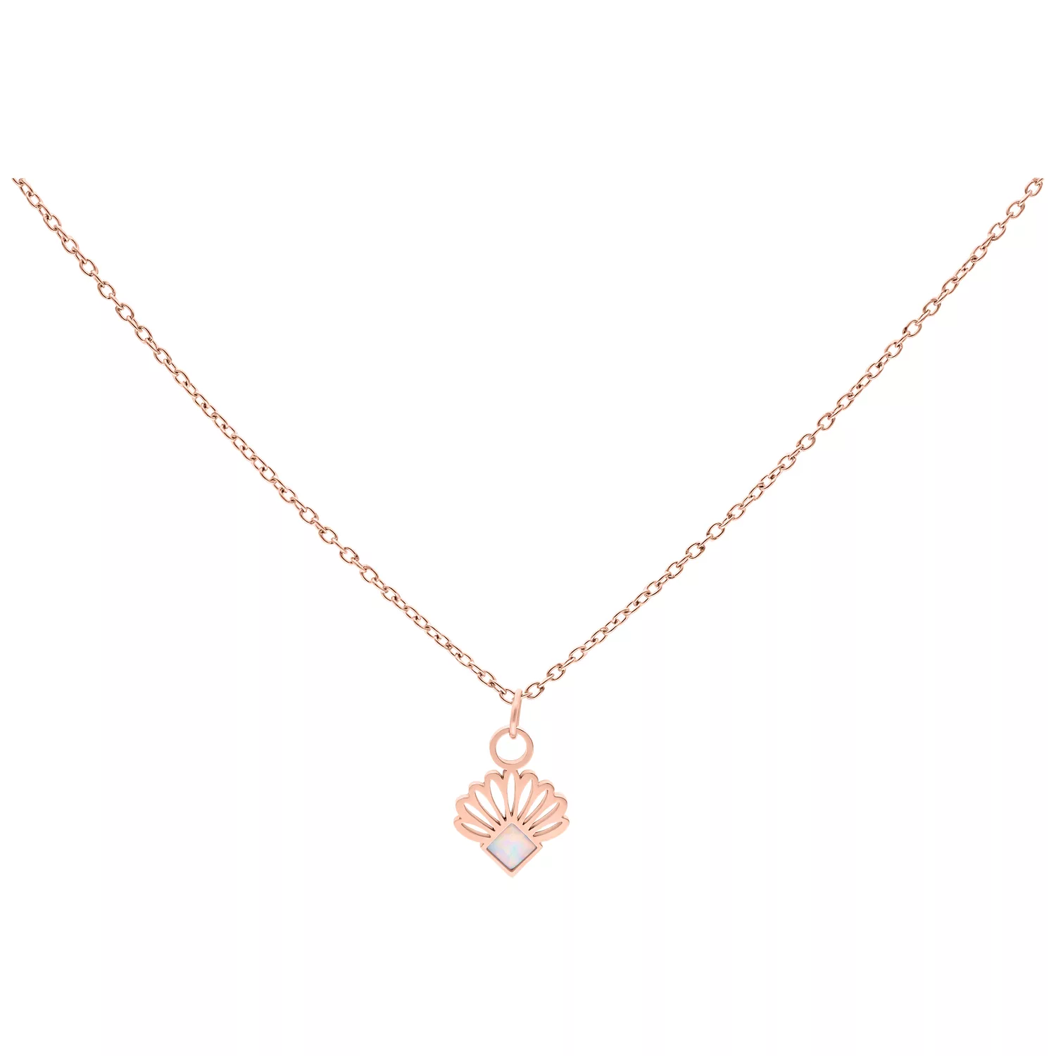 Roségoldene Opal Fan Kette 50 cm Kette mit synthetischem Opal-Anhänger in Roségold, 50 cm lang