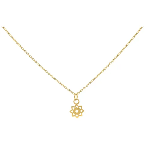 Goldene Kette mit kleinem Sonnenblumen-Anhänger auf weißem Hintergrund