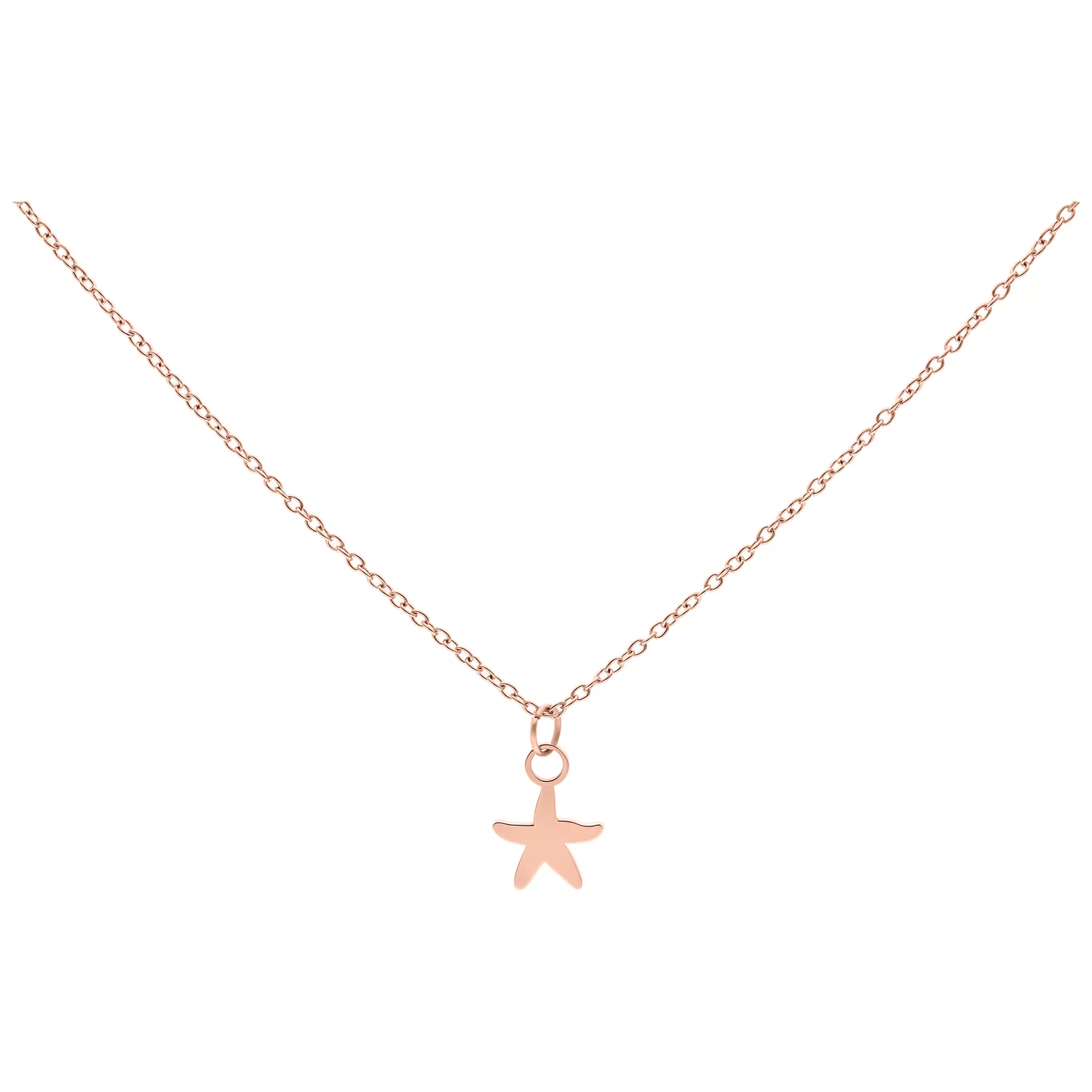 Wildcat Little Starfish Kette Roségold Roségoldene Kette mit einem kleinen Seestern-Anhänger auf weißem Hintergrund