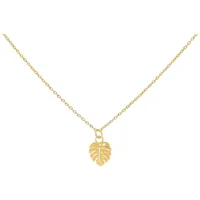 Goldene Monstera Leaf Kette 50 cm Goldene Monstera Leaf Kette aus Chirurgenstahl auf weißem Hintergrund