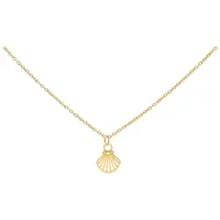 Little Shell Kette in Gold, 50 cm Goldene Halskette mit Muschelanhänger auf weißem Hintergrund
