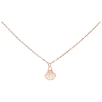 Little Shell Kette in Roségold, 50 cm Kette aus Chirurgenstahl mit Muschel-Anhänger in Roségold auf weißem Hintergrund