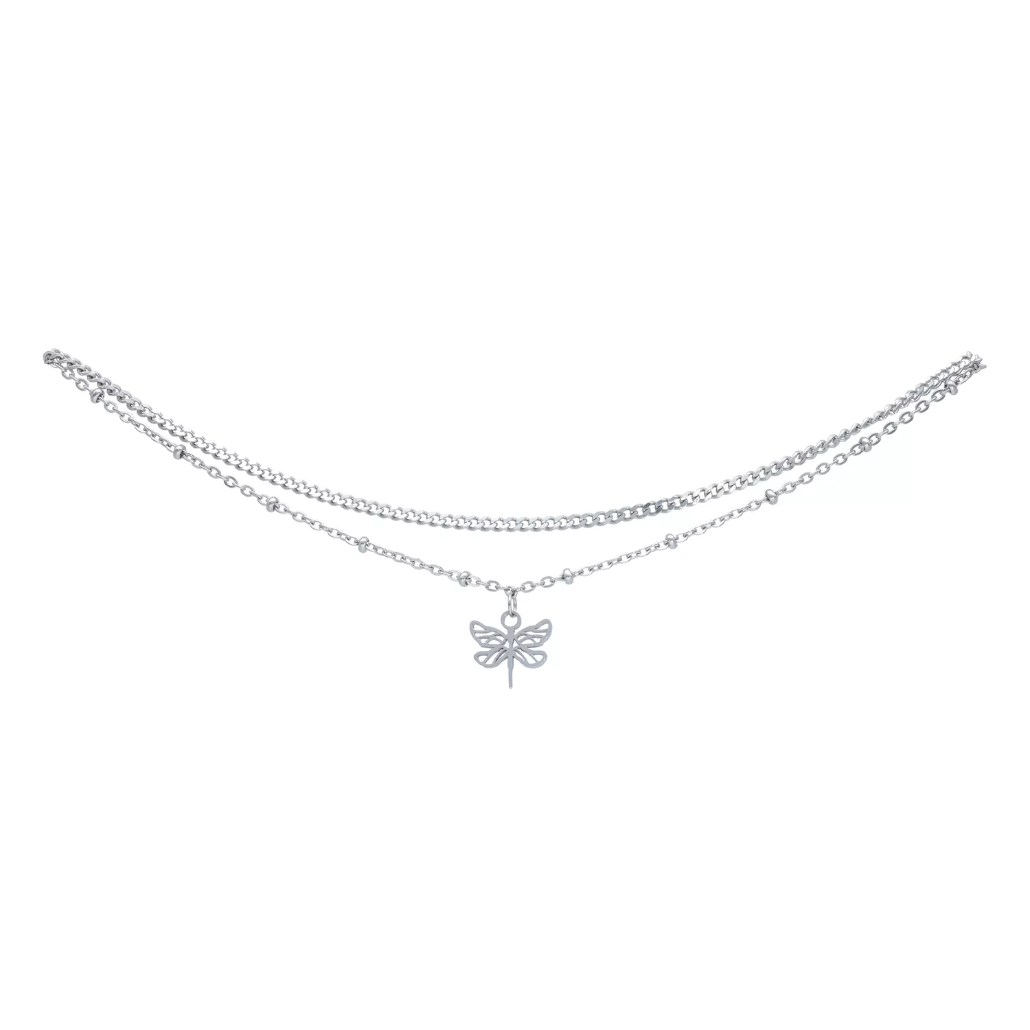 Silbernes Dragon Fly Fußkettchen mit Libellenanhänger Silbernes Fußkettchen mit Libellenanhänger auf weißem Hintergrund