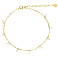 Little Pearl Fußkettchen Gold mit weißen Perlen Goldenes Fußkettchen aus Chirurgenstahl mit weißen Perlen auf weißem Hintergrund