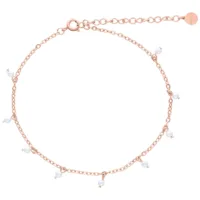 Roségold Fußkettchen mit weißen Perlen Roségoldenes Fußkettchen aus Chirurgenstahl mit weißen Perlen auf weißem Hintergrund