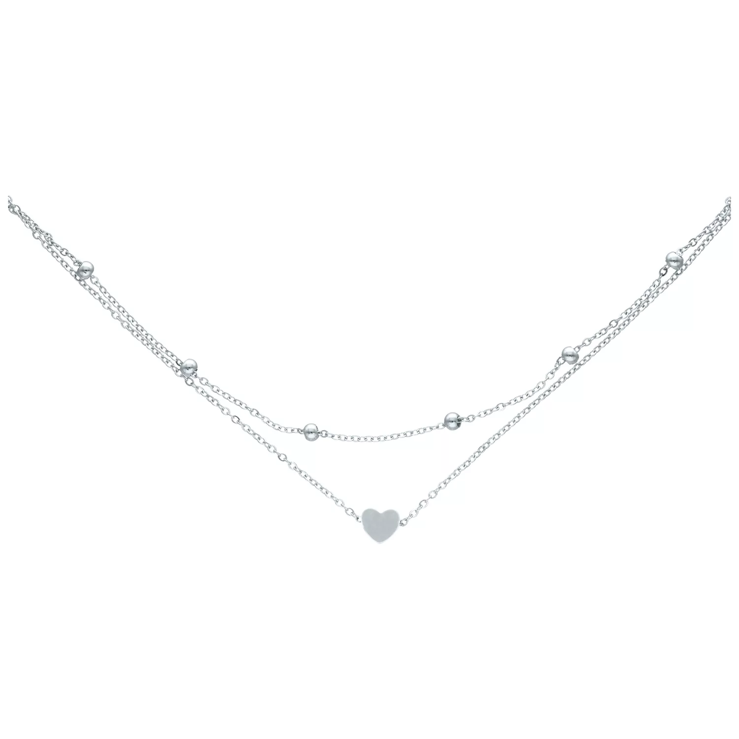 Silbernes Little Heart Fußkettchen mit Herzanhänger Silbernes Fußkettchen aus Chirurgenstahl mit Herzanhänger auf weißem Hintergrund