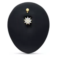 18k Gold Kristallblume Bananabell Bauchnabelpiercing aus 18k Gold mit klarer Kristallblume auf schwarzem Hintergrund