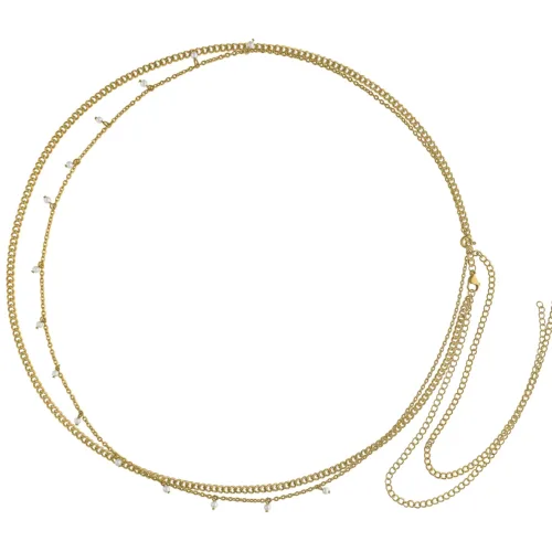 Goldene Bauchkette aus Chirurgenstahl 316L mit Perlen