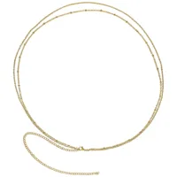 Doppelte Bauchketten - Goldene Farbe Zweireihige goldene Bauchketten aus Chirurgenstahl auf weißem Hintergrund