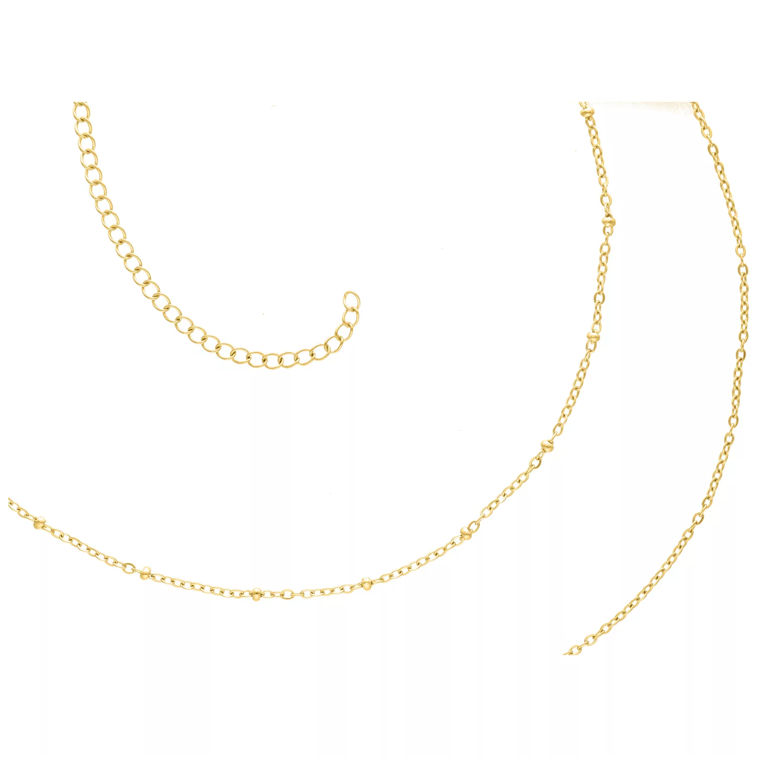 Goldene Doublerow Bauchkette aus Chirurgenstahl Goldene zweireihige Bauchkette auf weißem Hintergrund, aus Chirurgenstahl 316L