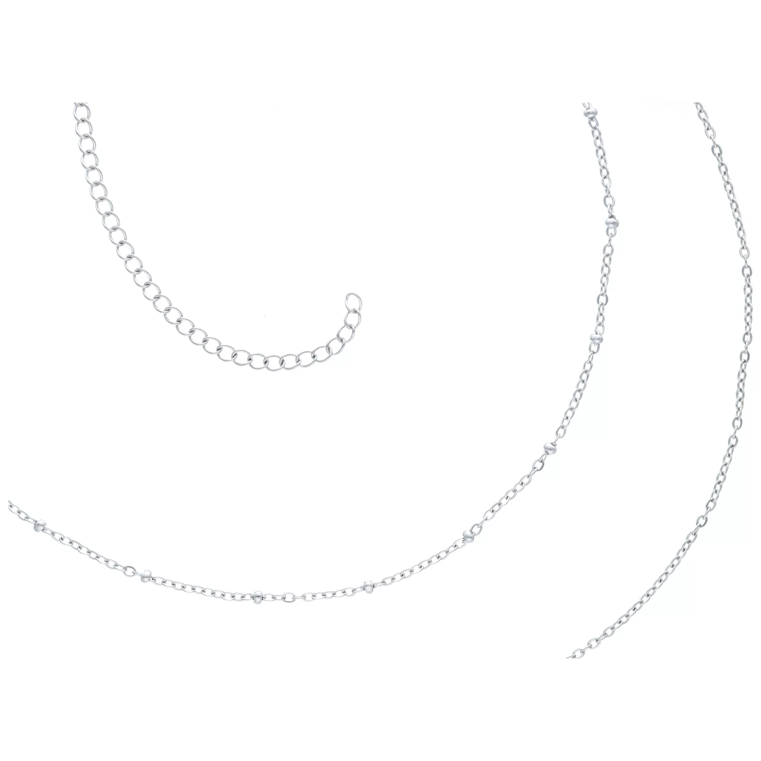 Silberne Doublerow Bauchkette aus Chirurgenstahl Zweireihige Bauchkette in Silber aus Chirurgenstahl 316L auf weißem Hintergrund