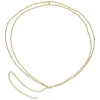 Goldene Bauch-Piercingkette aus Chirurgenstahl Goldene Piercingkette aus Chirurgenstahl 316L auf weißem Hintergrund
