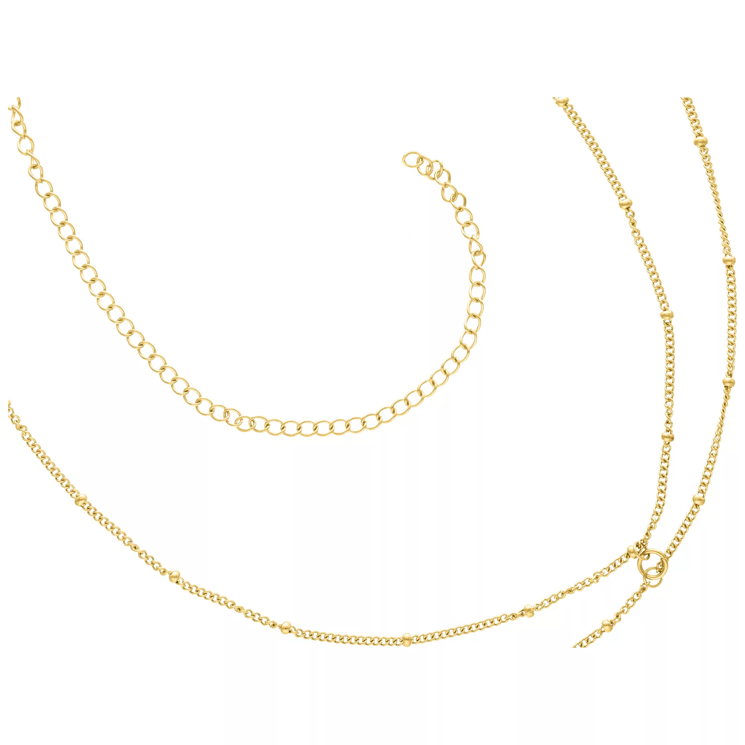 Vergoldete Belly Chain mit Satellitenanhänger Goldene Bauchketten aus Chirurgenstahl auf weißem Hintergrund