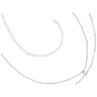 Silberne Bauchkette aus Chirurgenstahl Silberne Connected Satellite Belly Chain aus Chirurgenstahl 316L auf weißem Hintergrund