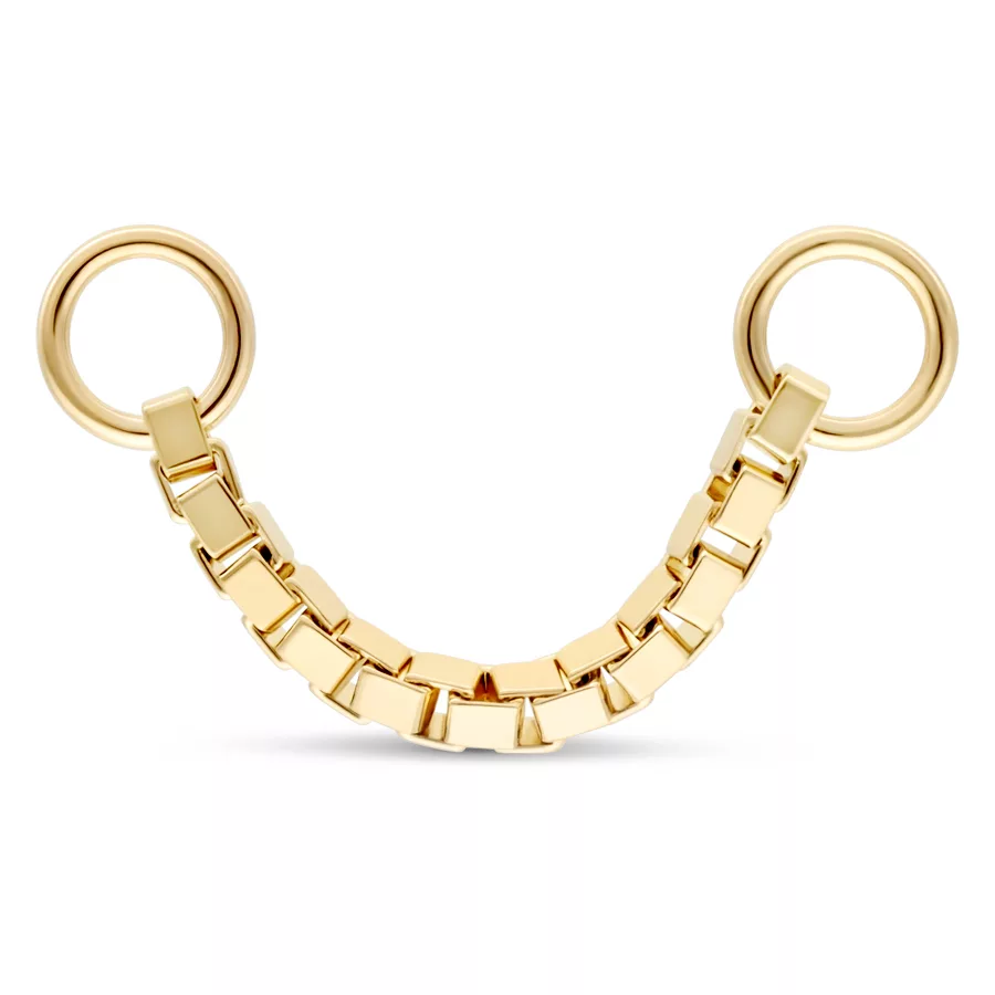 14K Gold Piercingkette von Wildcat Goldene Piercingkette aus 585er Gold auf weißem Hintergrund