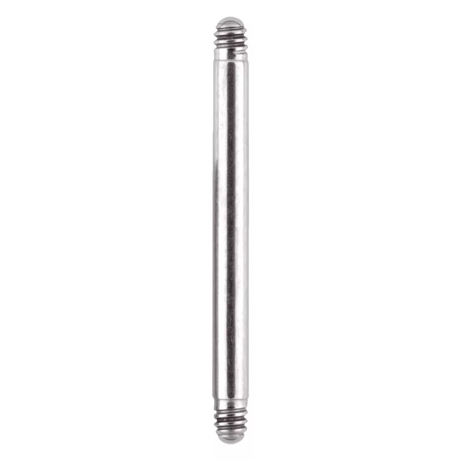 Gerader Piercingstab aus Chirurgenstahl Silberner gerader Piercingstab aus Chirurgenstahl auf weißem Hintergrund
