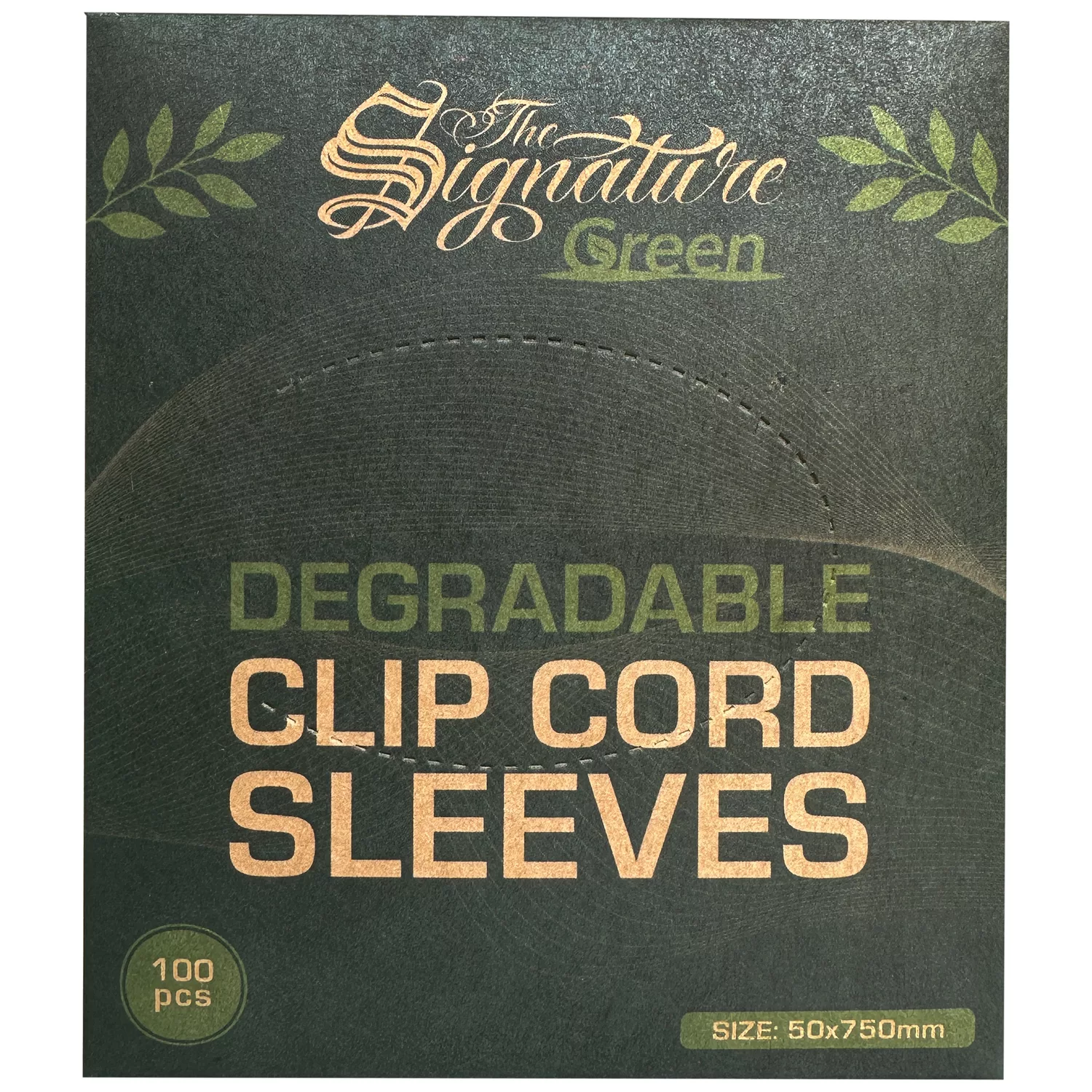 Biologisch abbaubare Clipcord Sleeves 50x750mm Verpackung der biologisch abbaubaren Clipcord Sleeves, 50x750mm, The Signature Green