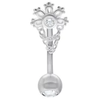Crystal Sunrise Micro Bananabell Silber Silbernes Micro Bananabell mit klarem Kristall und Kettenverzierung