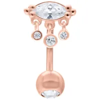 Bella Micro Bananabell Roségold 1,6mm Roségoldenes Bananabell mit Kristallen auf weißem Hintergrund