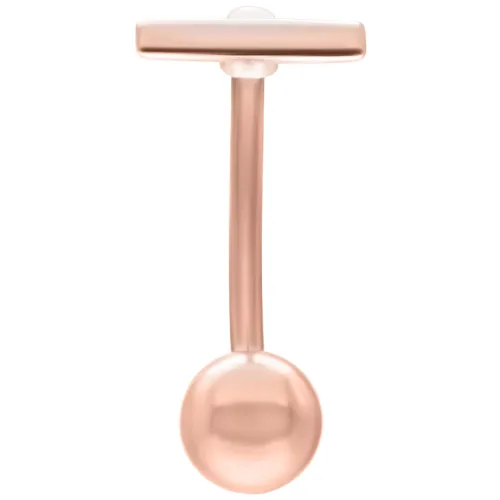 Roségoldenes Bananabell mit 1,6 mm Stärke und 12 mm Länge auf weißem Hintergrund