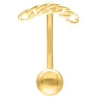 Goldenes Chain Links Micro Bananabell 1,2 mm Goldenes Micro Bananabell mit Kettenmuster, 1,2 mm Stärke, 8 mm Länge
