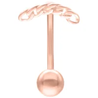 Roségold Chain Links Micro Bananabell, 1,2 mm Roségoldenes Micro Bananabell mit Kettenstruktur, 1,2 mm Stärke, 8,0 mm Länge